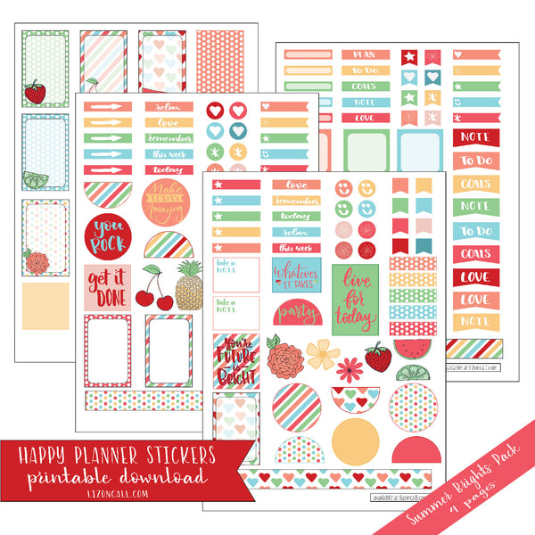 Happy Planner Stickers - Summer Brights Pack