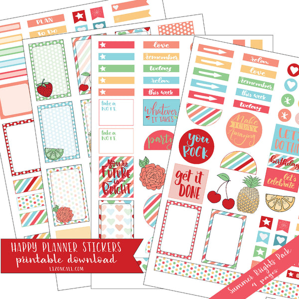 Happy Planner Stickers - Summer Brights Pack