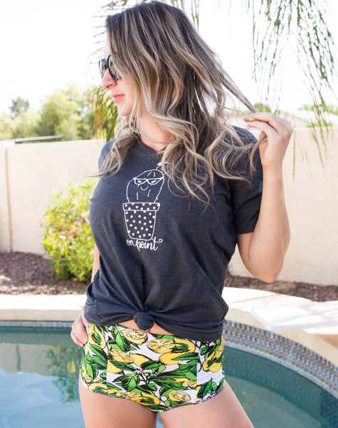 On Point handlettered and drawn cactus t-shirts available for purchase Liz on Call shop