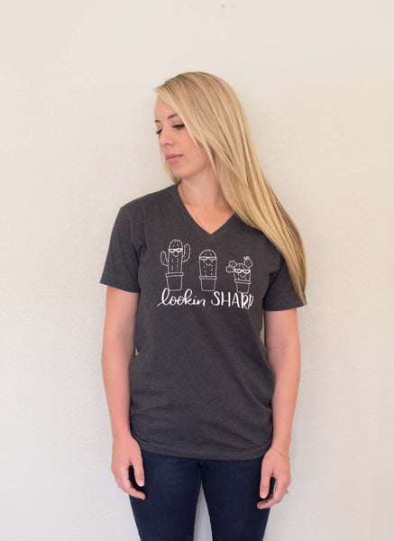 Lookin Sharp handlettered and drawn cactus t-shirts available for purchase Liz on Call shop