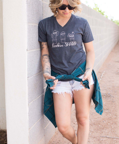 Lookin Sharp handlettered and drawn cactus t-shirts available for purchase Liz on Call shop