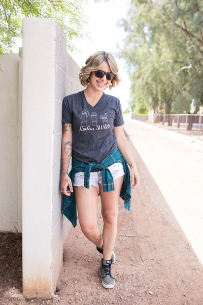 Lookin Sharp handlettered and drawn cactus t-shirts available for purchase Liz on Call shop