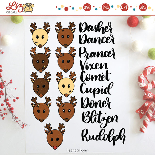 Reindeer Names SVG Files
