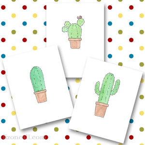 A fun set of 3 succulent printables - hand drawn and watercolored available at lizoncall.com