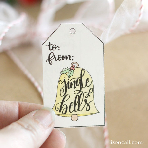 Hand lettered watercolor Christmas gift tags with 6 designs and 2 sizes in an instant download