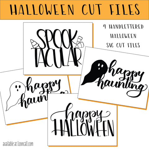 Handlettered halloween cut files for the halloween craft lover. Halloween SVG files available at lizoncall.com