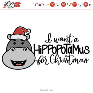 Hippopotamus For Christmas SVG Files