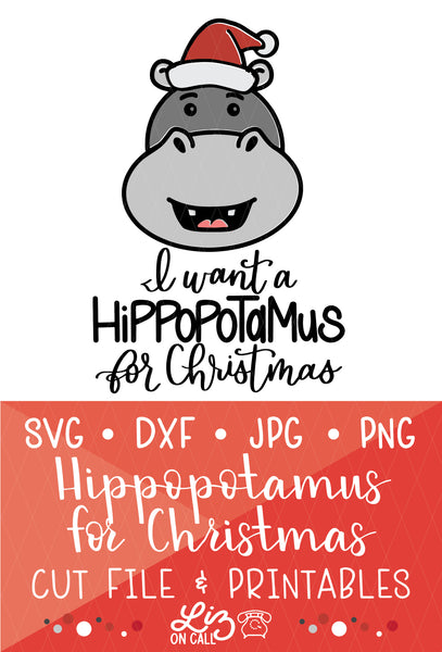 Hippopotamus For Christmas SVG Files