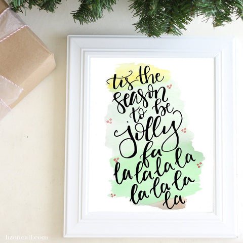 Watercolor Christmas Printable - Tis the season Christmas print