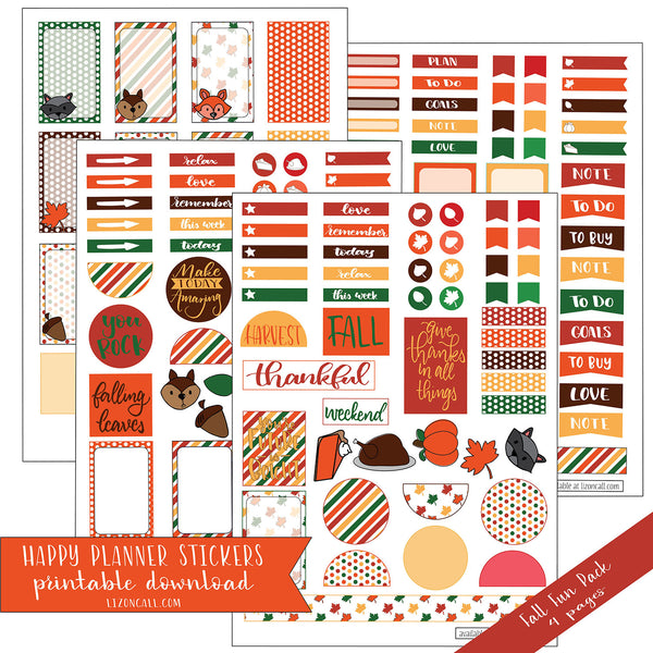 Happy Planner Stickers - Fall & Thanksgiving
