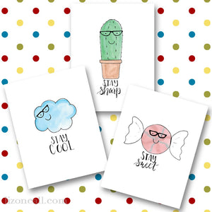 A fun set of 3 whimsical printables - hand lettered and watercolored available at lizoncall.com